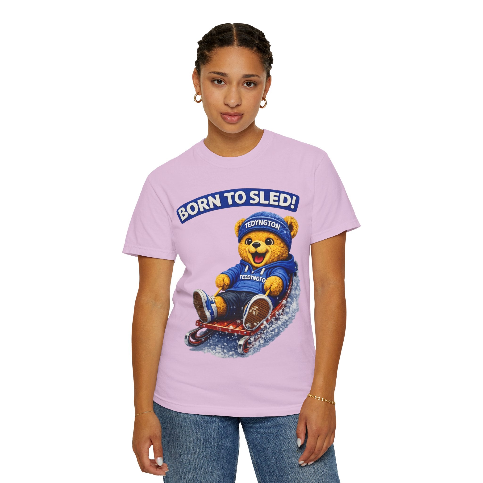 Born to Sled Teddy Bear Graphic T-Shirt