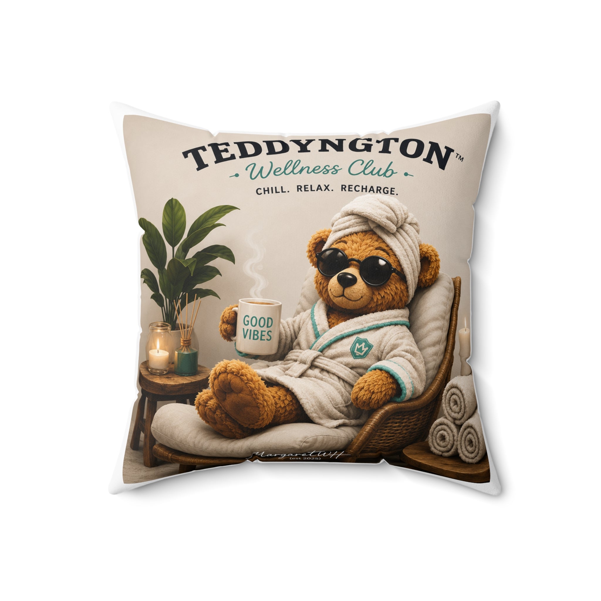 Teddyngton Wellness Club Throw Pillow