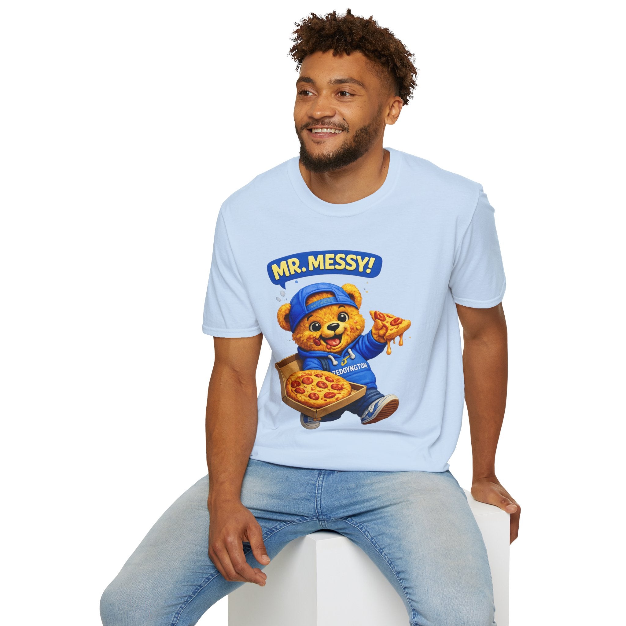 Mr. Messy Pizza Teddy Bear Graphic T-Shirt