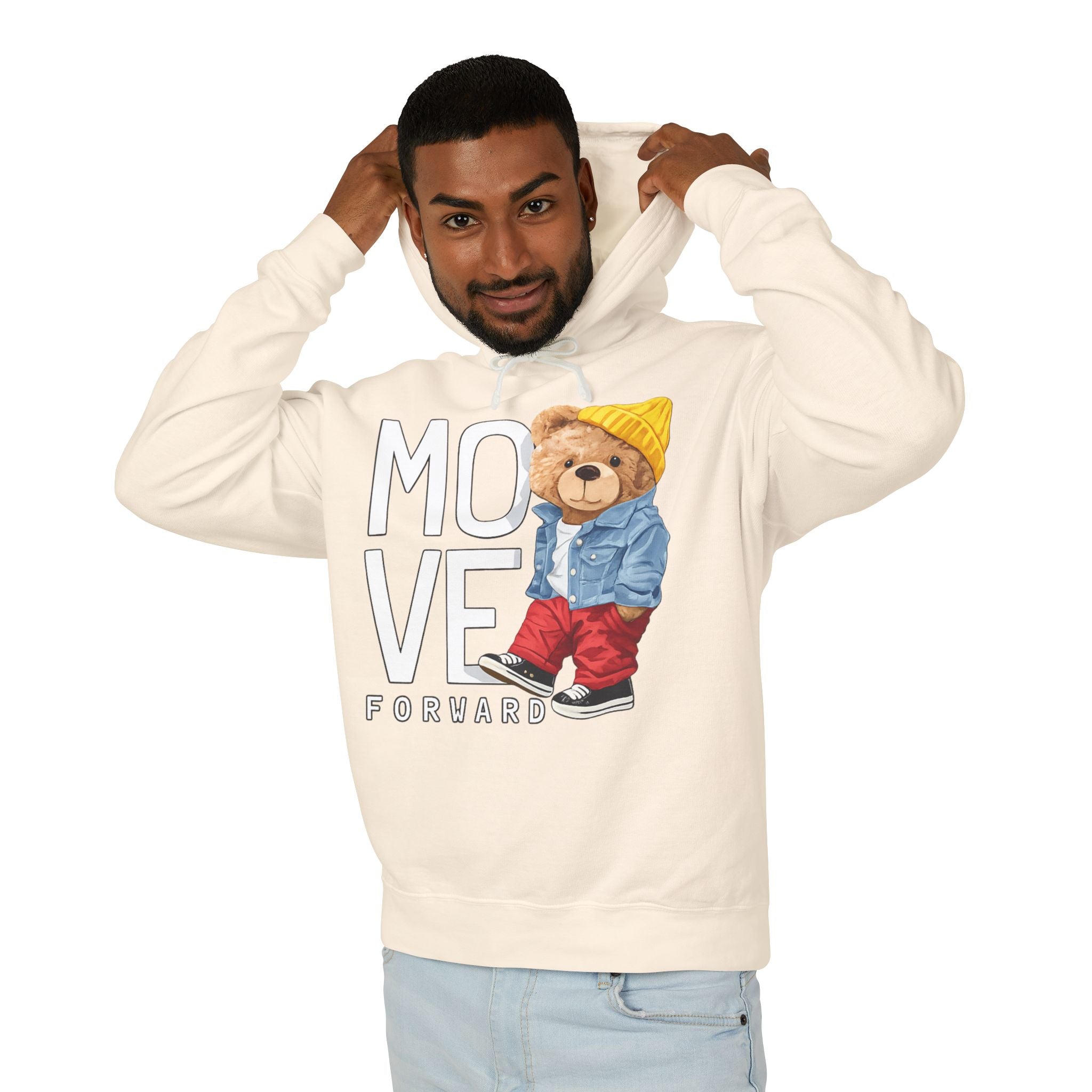 Move Forward Teddy Bear Graphic Hoodie