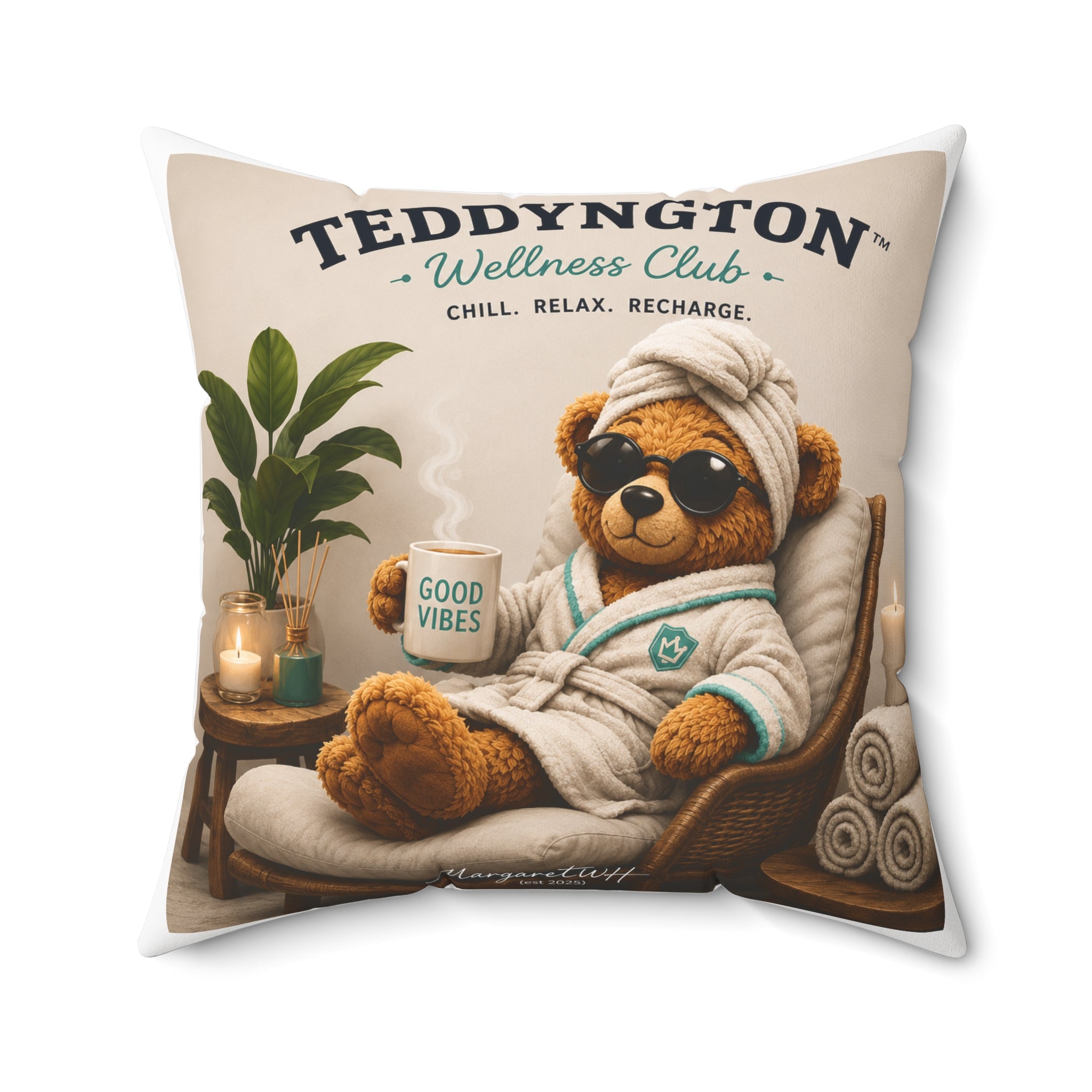 Teddyngton Wellness Club Throw Pillow