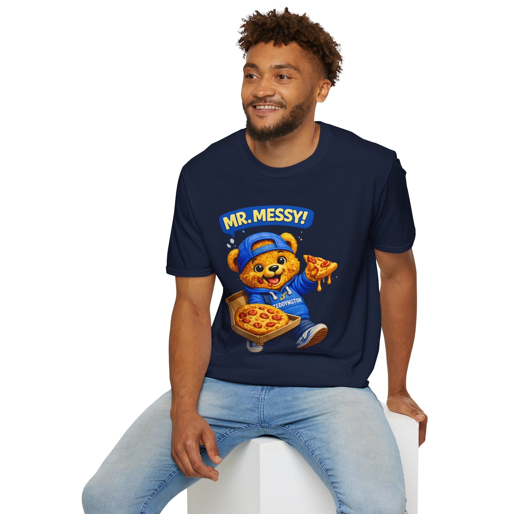 Mr. Messy Pizza Teddy Bear Graphic T-Shirt