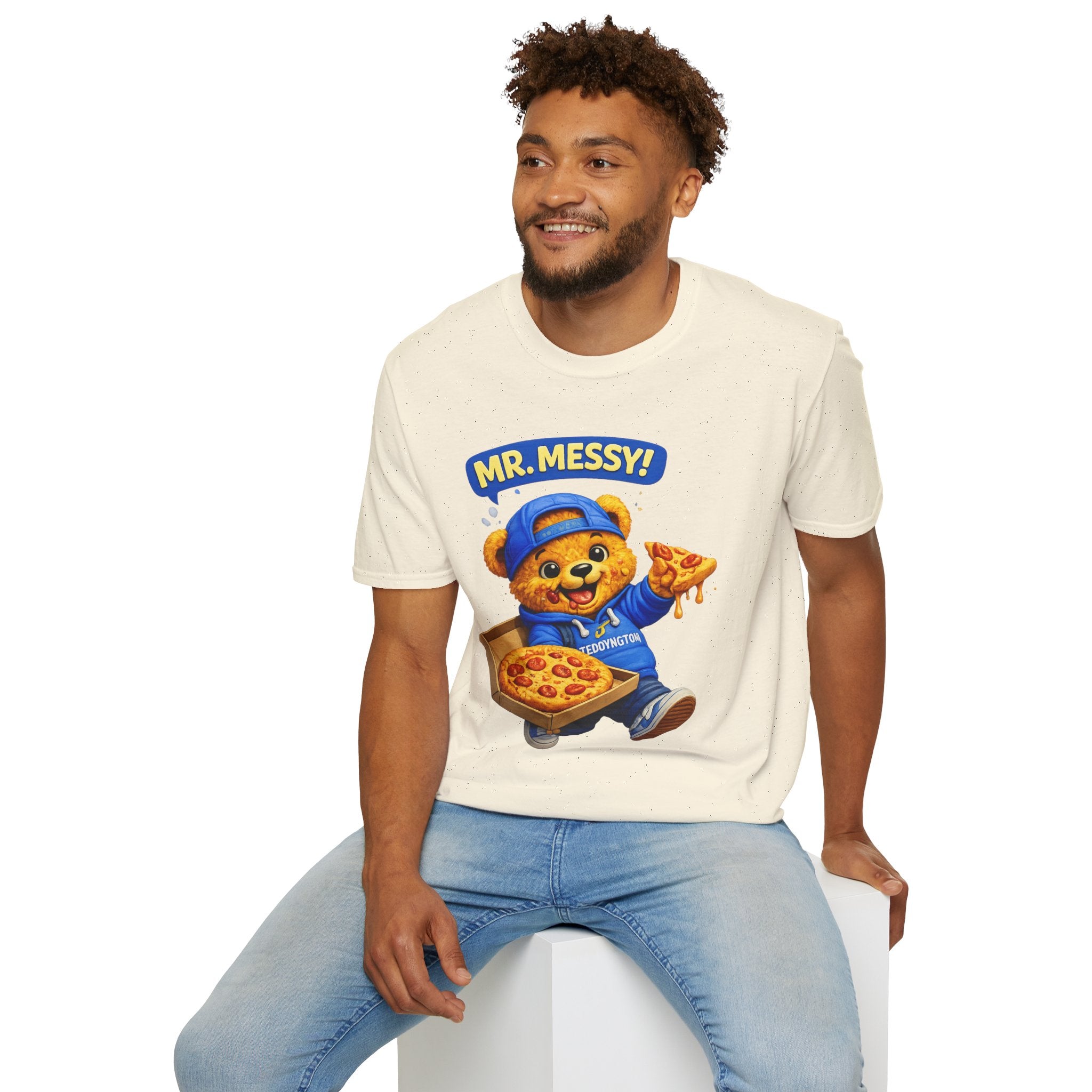 Mr. Messy Pizza Teddy Bear Graphic T-Shirt