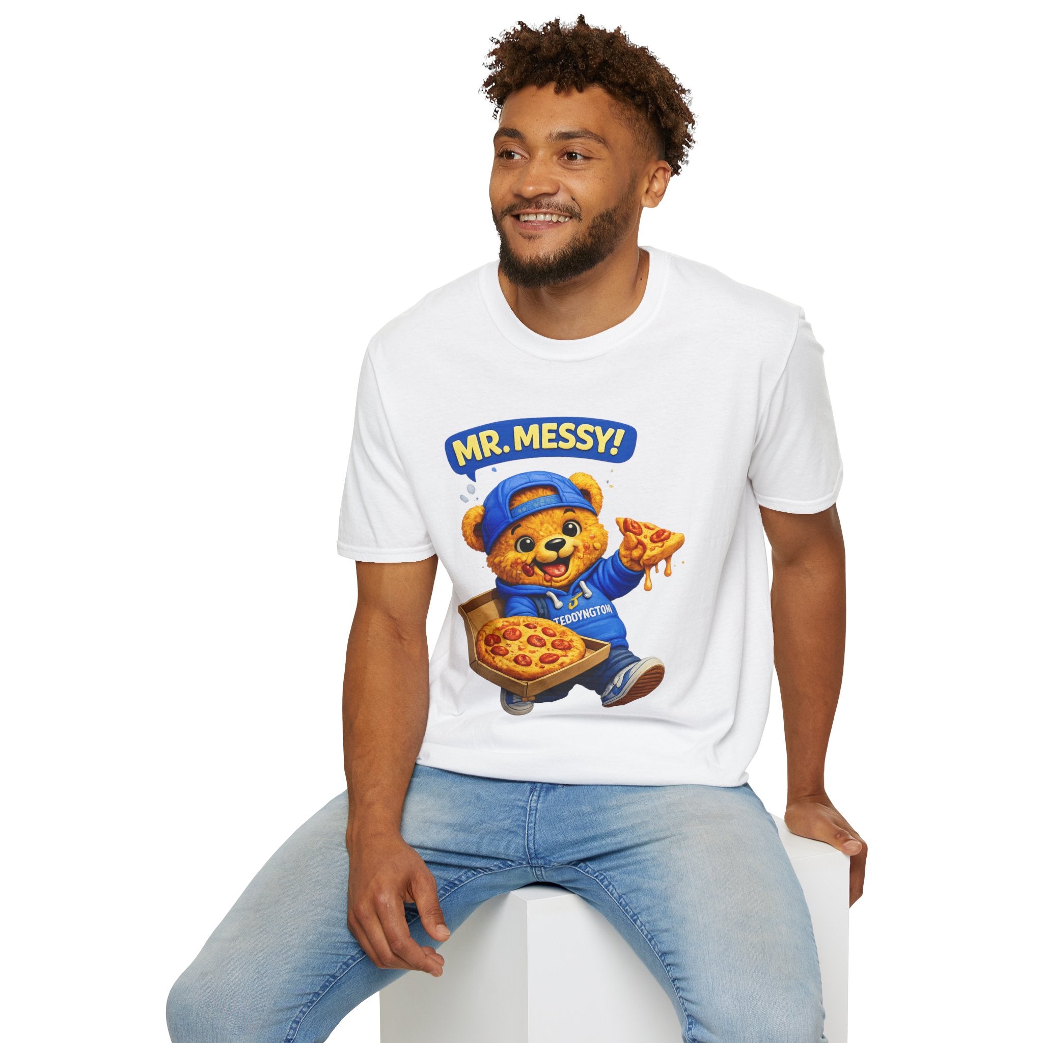 Mr. Messy Pizza Teddy Bear Graphic T-Shirt