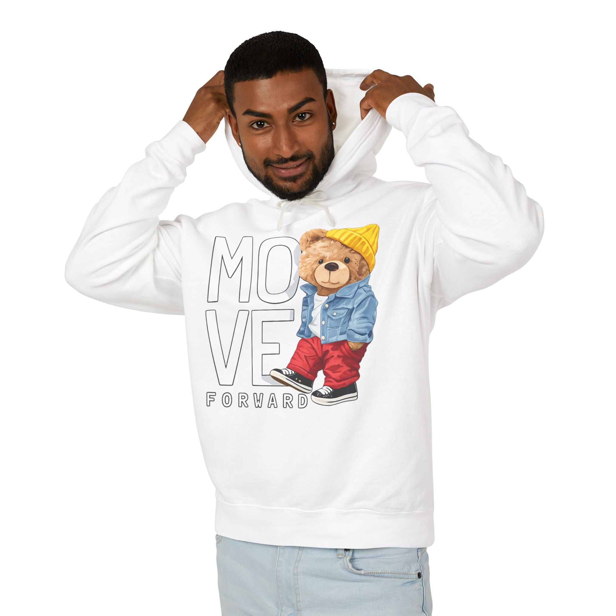 Move Forward Teddy Bear Graphic Hoodie