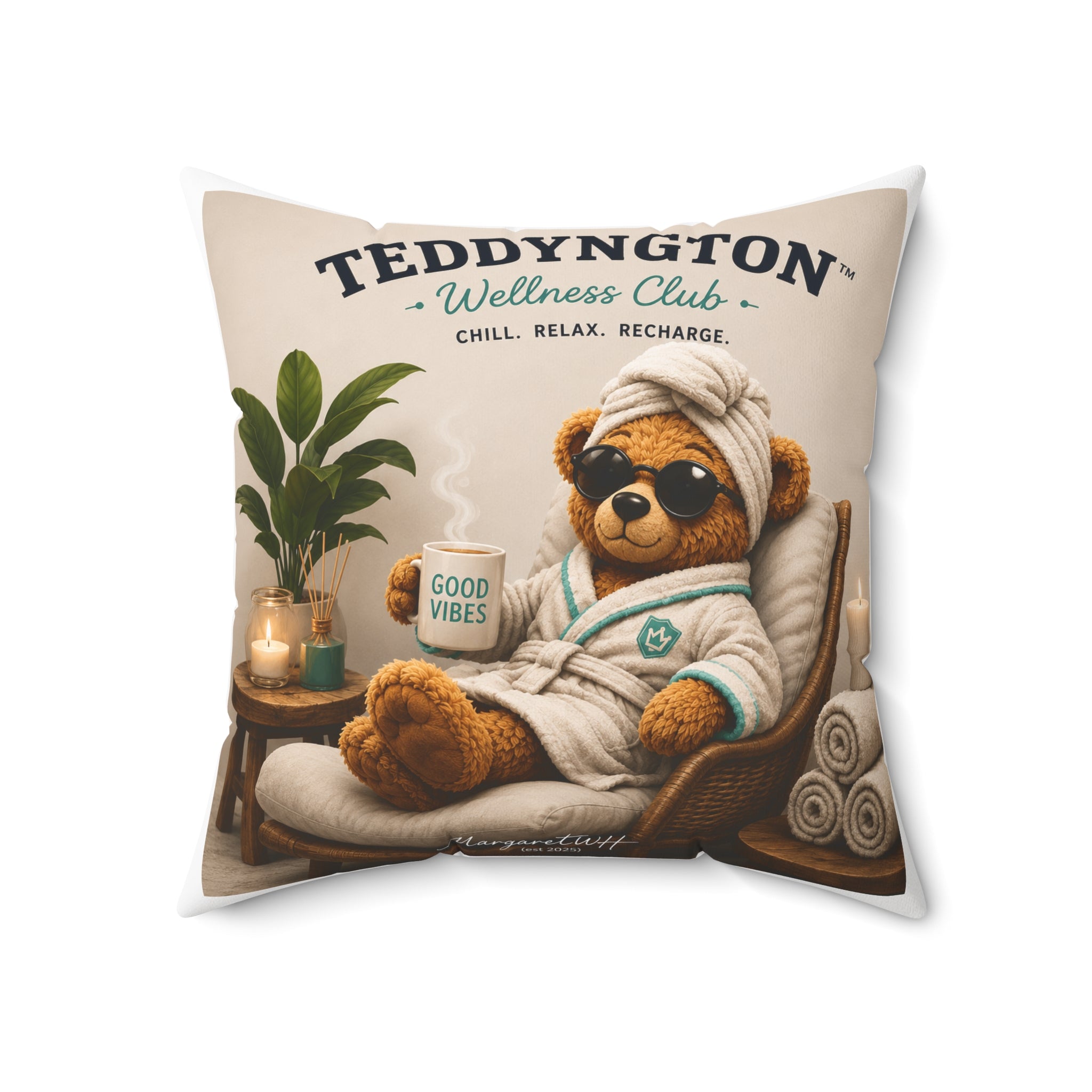 Teddyngton Wellness Club Throw Pillow