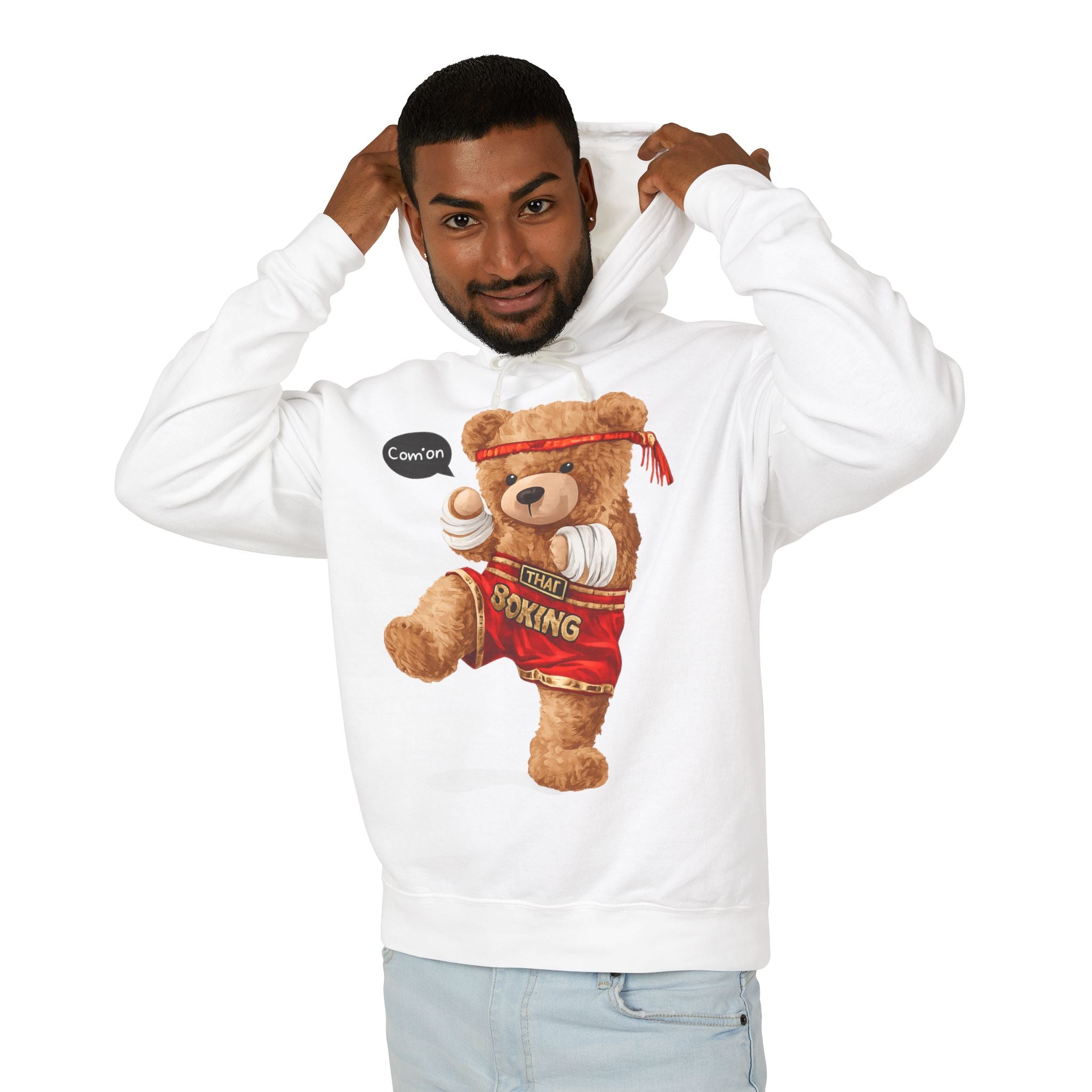 Funny Boxing Teddy Bear Hoodie | Cute Boxer Bear Graphic Hoodie | Unisex Streetwear Pullover Sweatshirt | Cozy Casual Hoodie