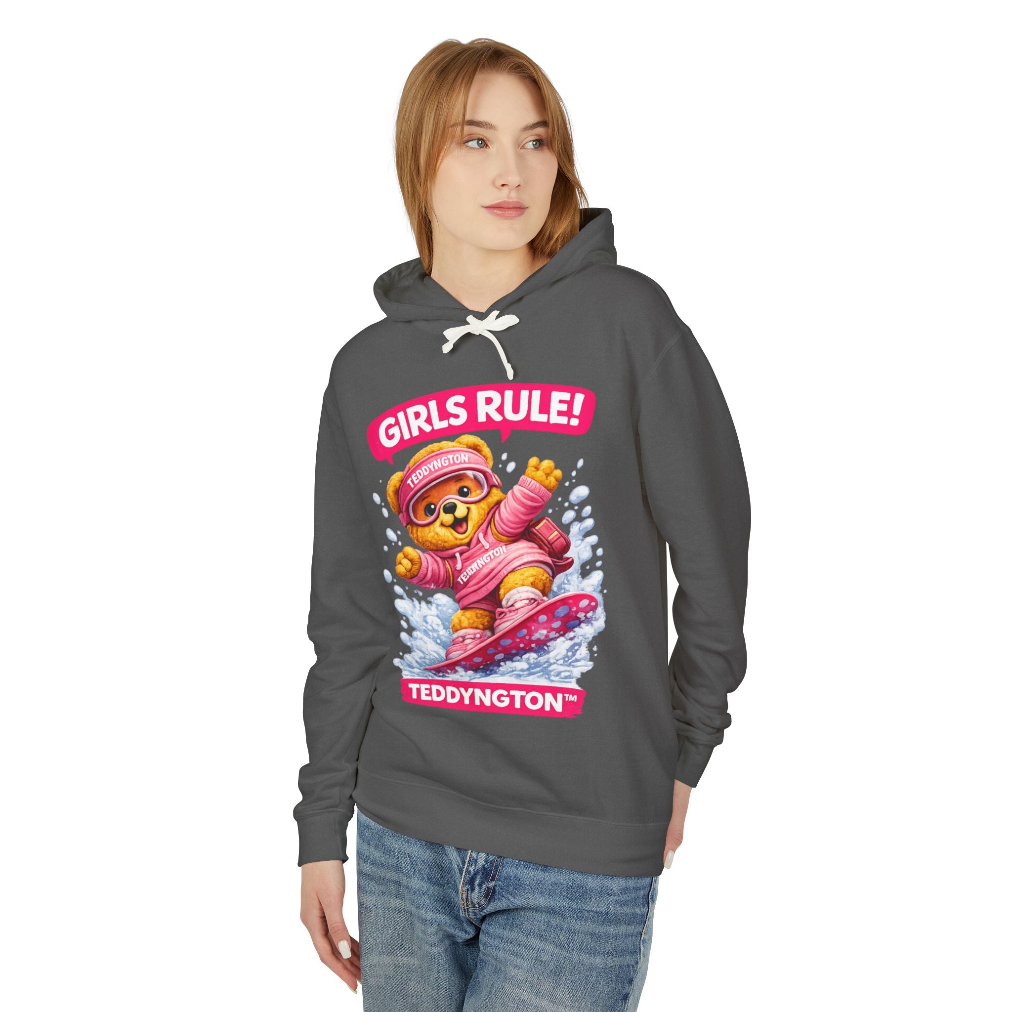 Girls Rule Teddy Bear Snowboard Hoodie