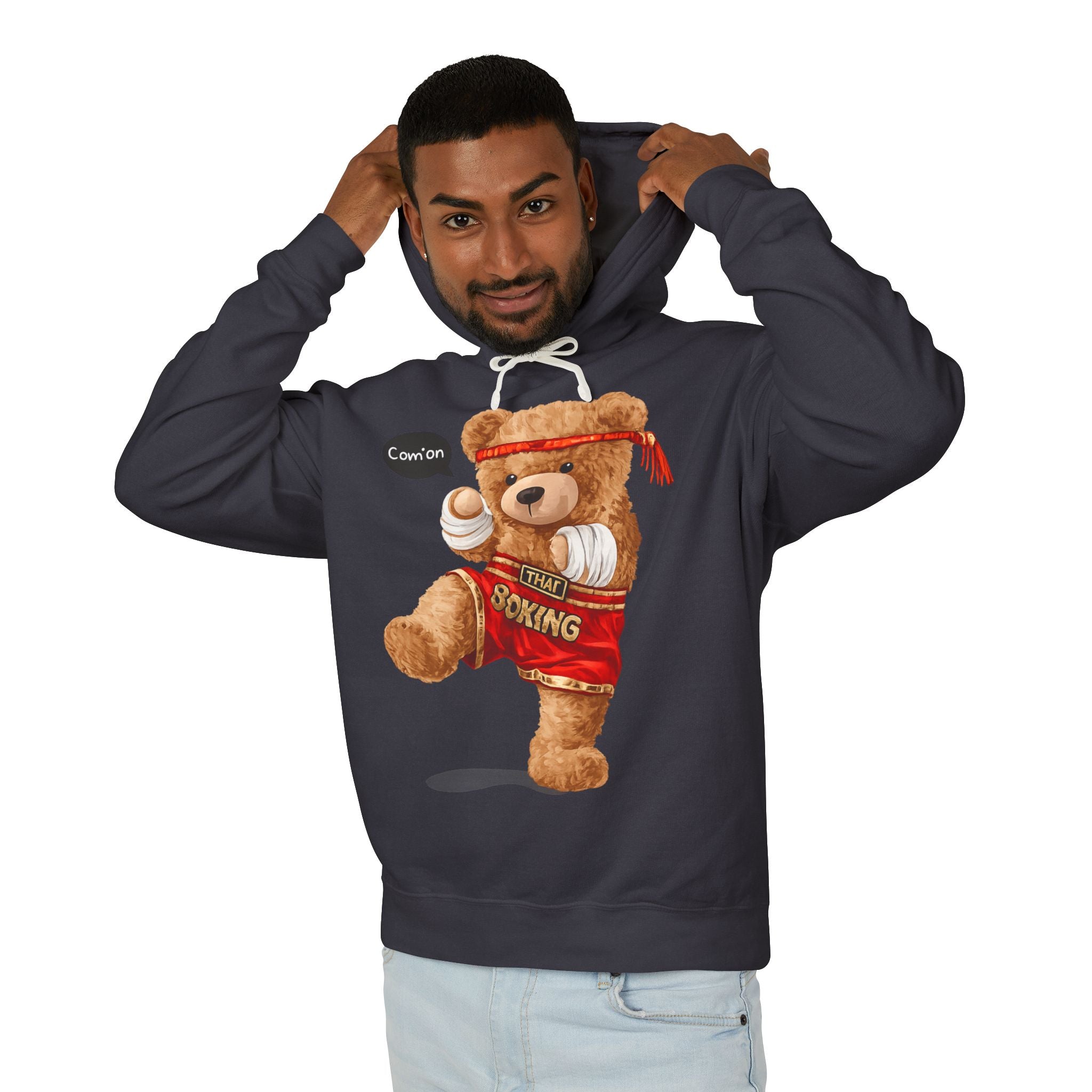 Funny Boxing Teddy Bear Hoodie | Cute Boxer Bear Graphic Hoodie | Unisex Streetwear Pullover Sweatshirt | Cozy Casual Hoodie