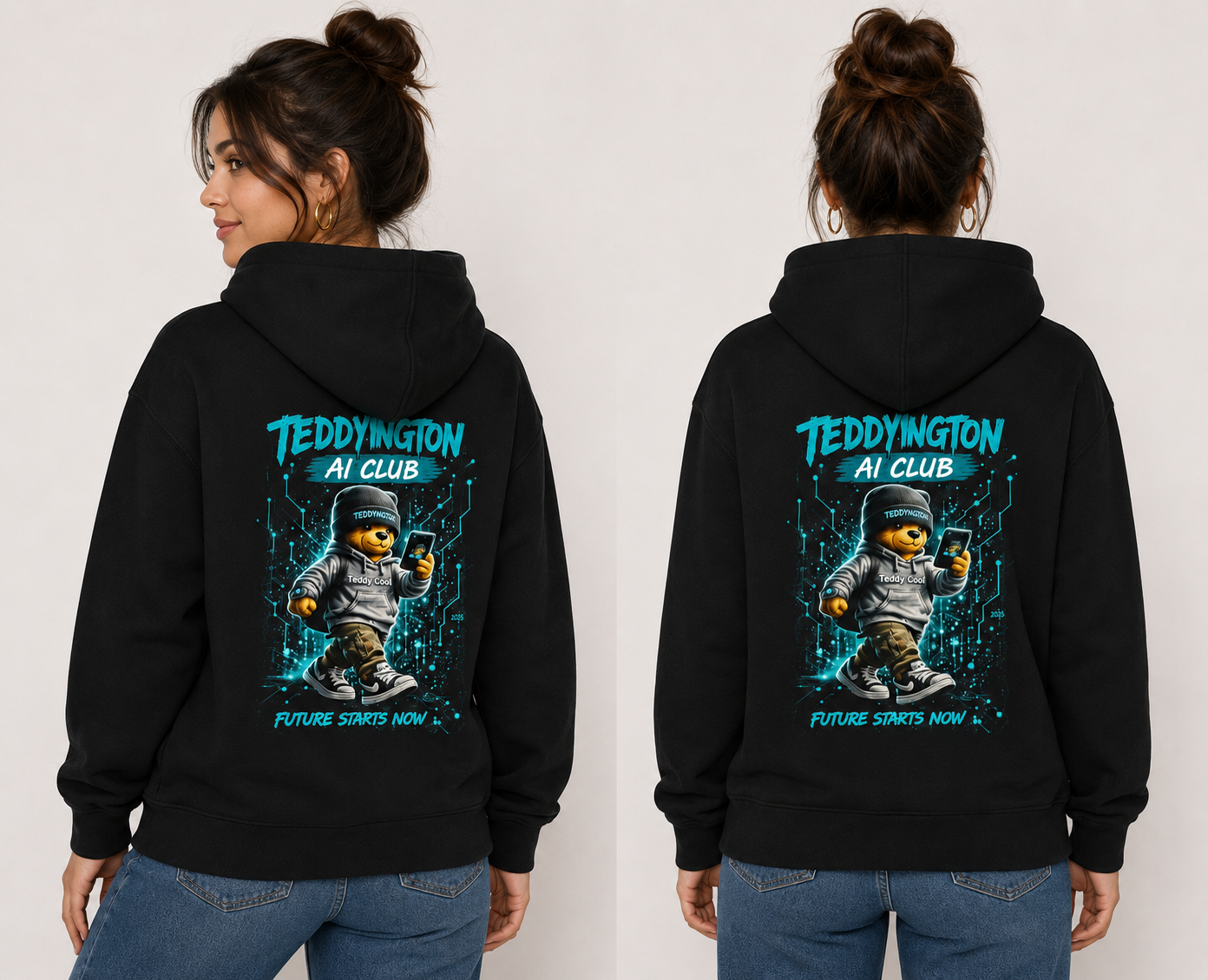 Teddyngton AI Club Unisex Hoodie Front & Back