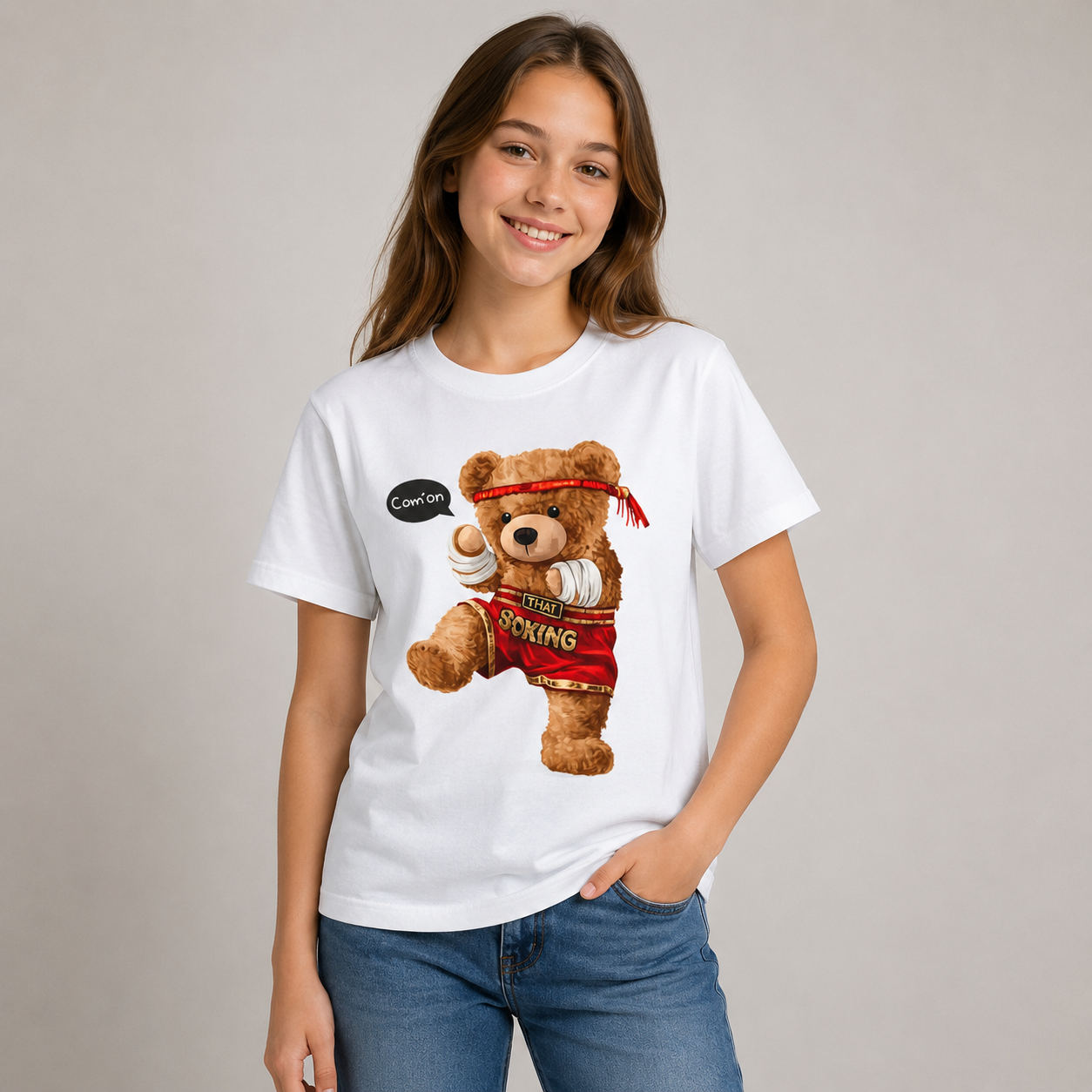 Cute Teddy Boxing Graphic T-Shirt