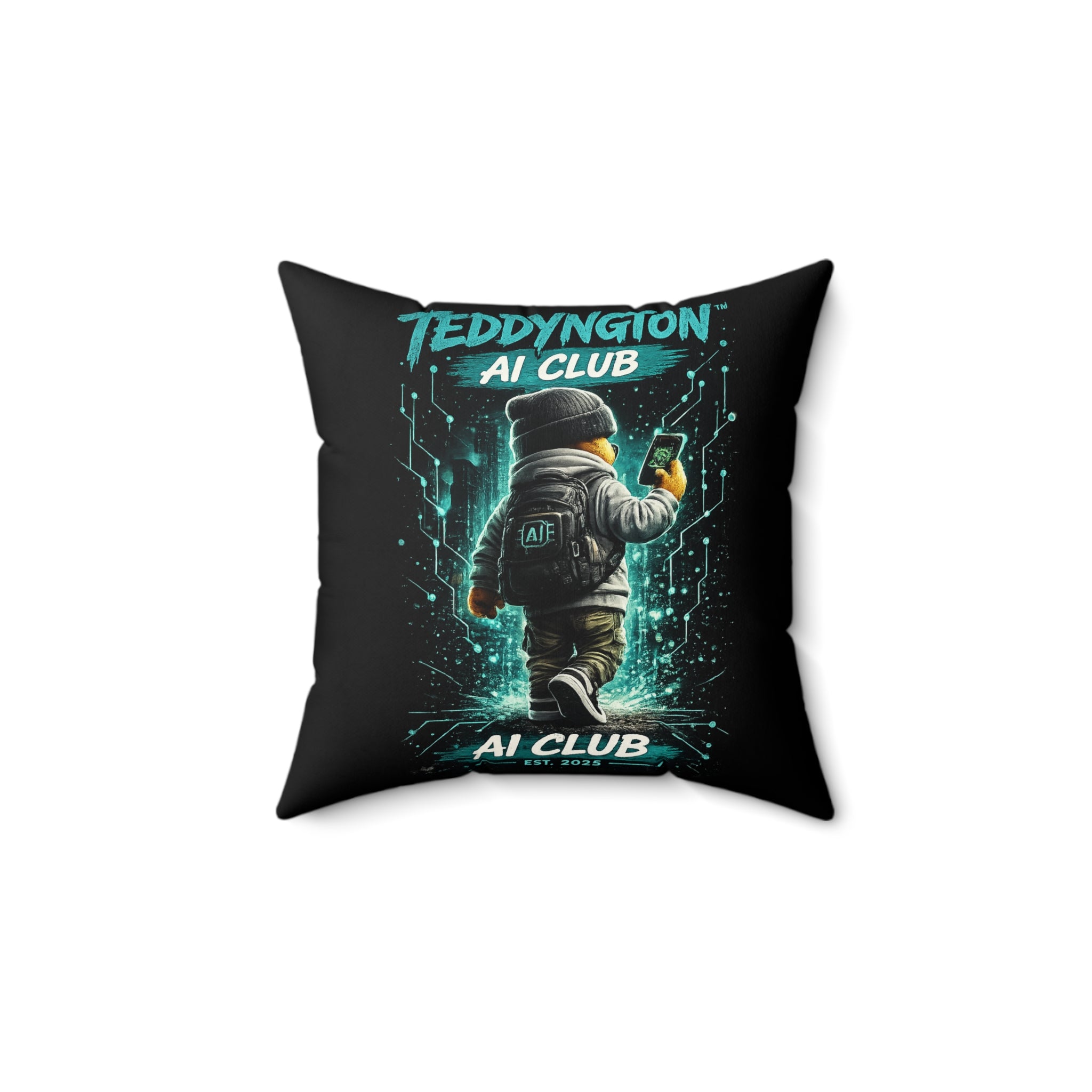 Teddyington AI Club Throw Pillow
