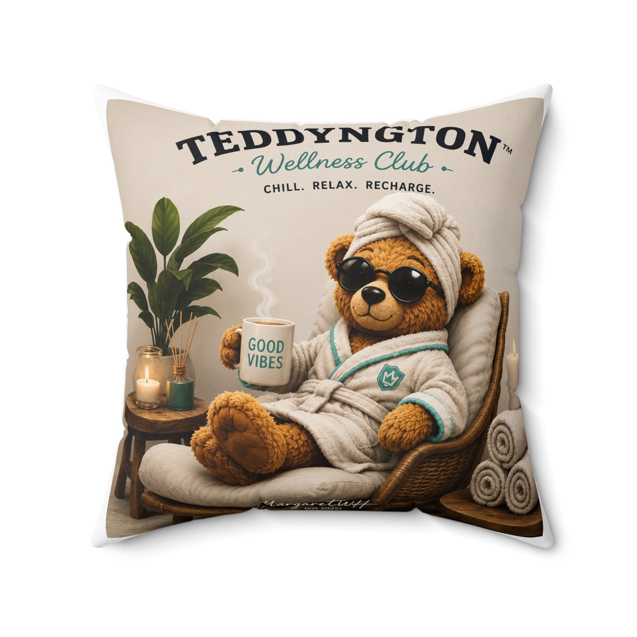 Teddyngton Wellness Club Throw Pillow