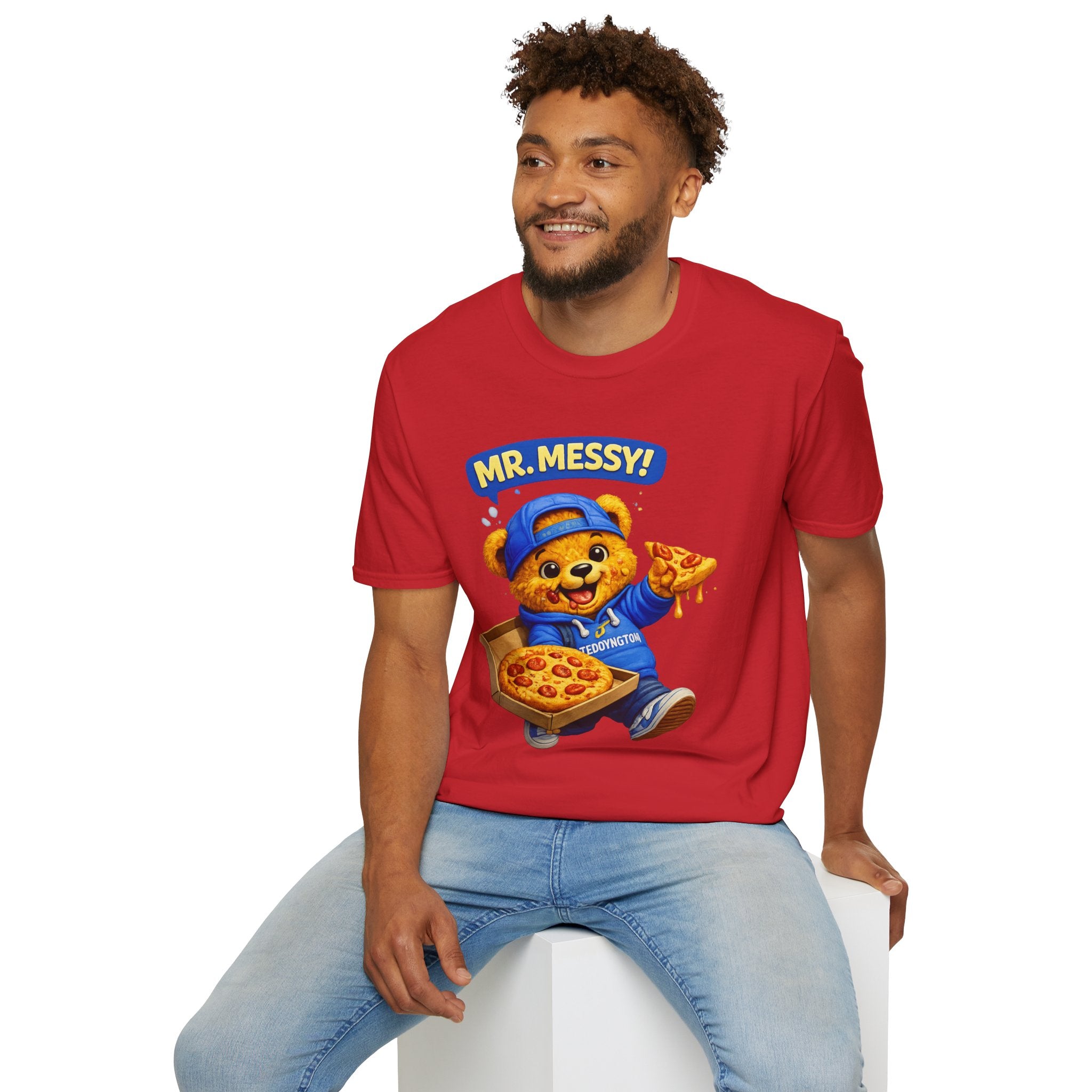 Mr. Messy Pizza Teddy Bear Graphic T-Shirt