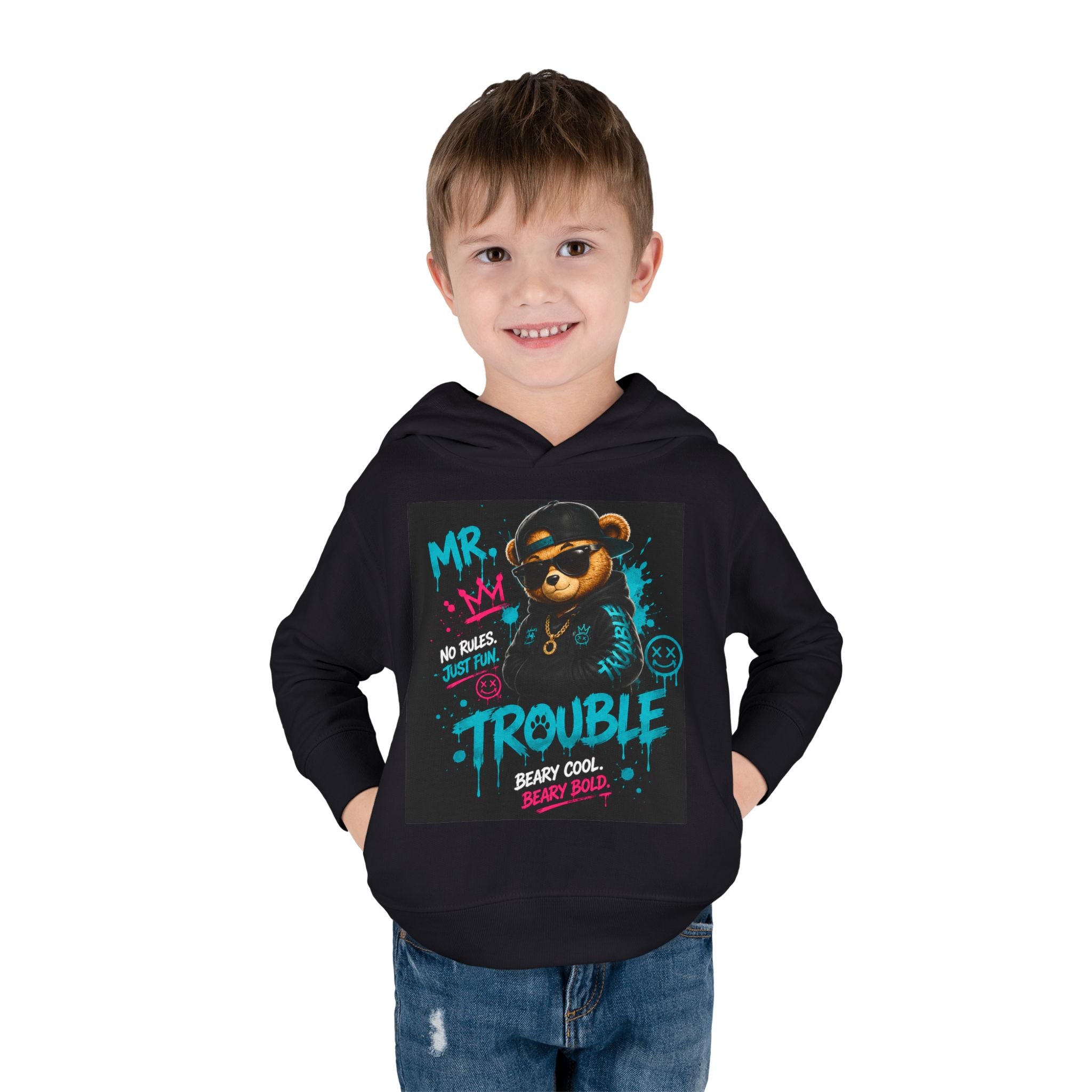 Mr. Trouble Teddy Bear Kids Hoodie