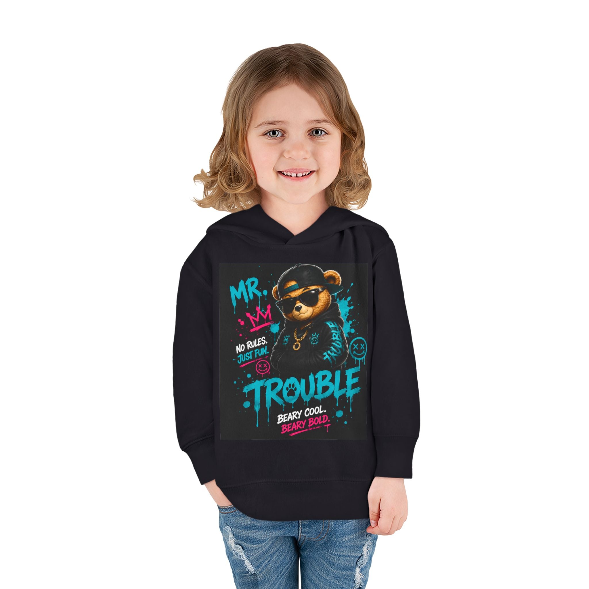 Mr. Trouble Teddy Bear Kids Hoodie