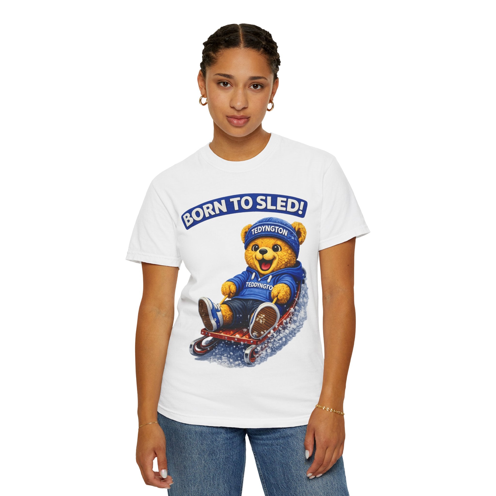 Born to Sled Teddy Bear Graphic T-Shirt
