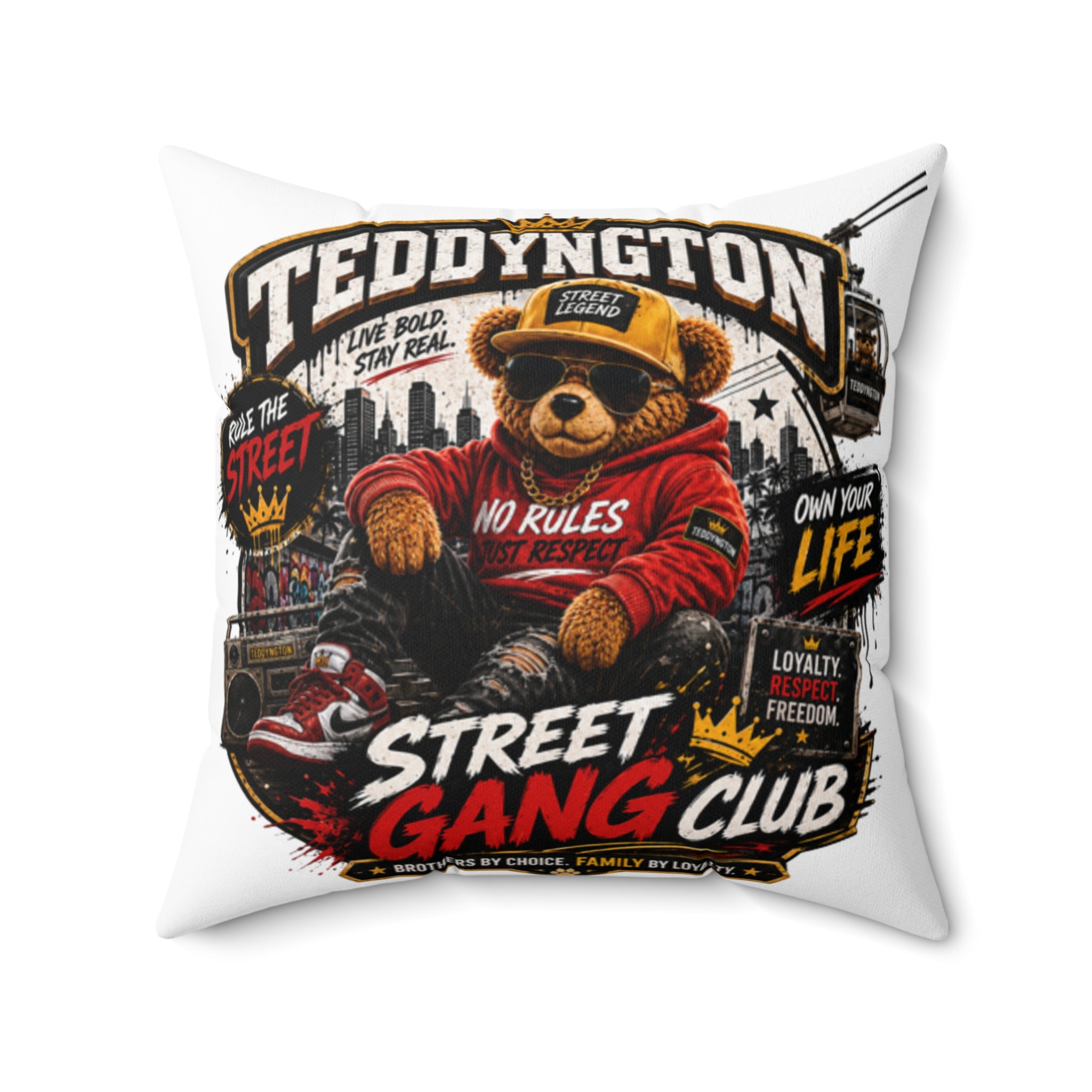 Teddyngton Street Gang Club Throw Pillow