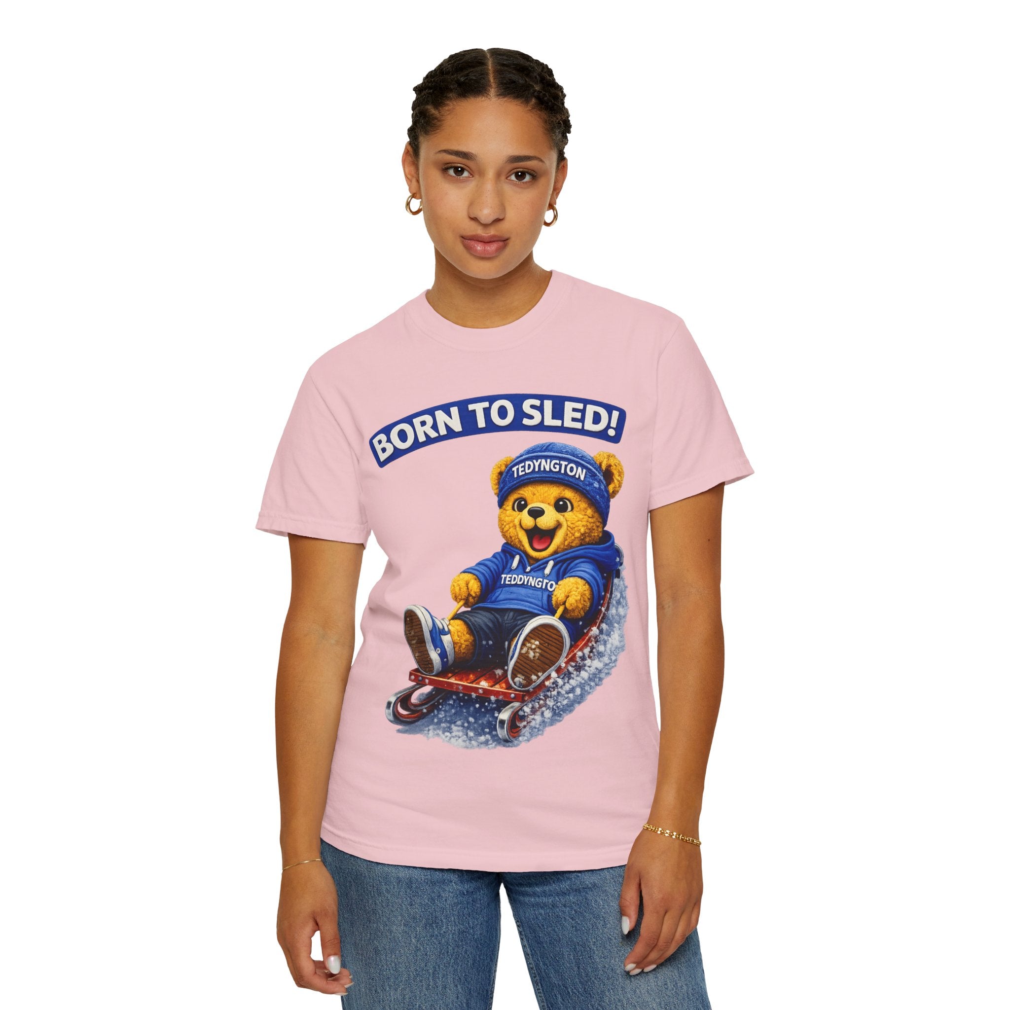 Born to Sled Teddy Bear Graphic T-Shirt