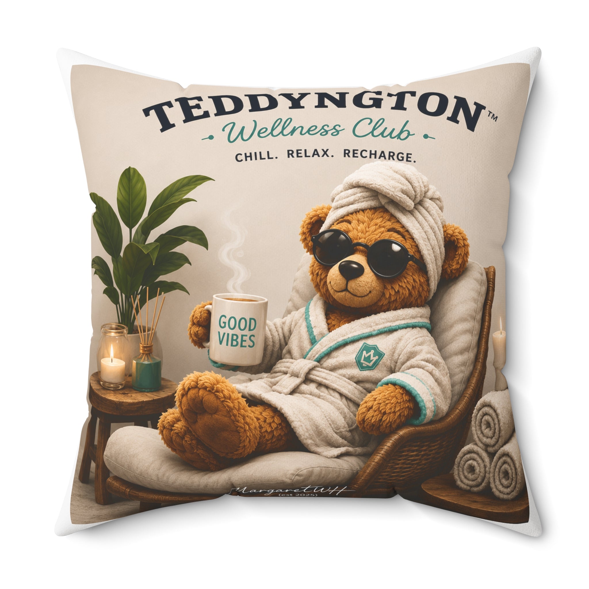 Teddyngton Wellness Club Throw Pillow