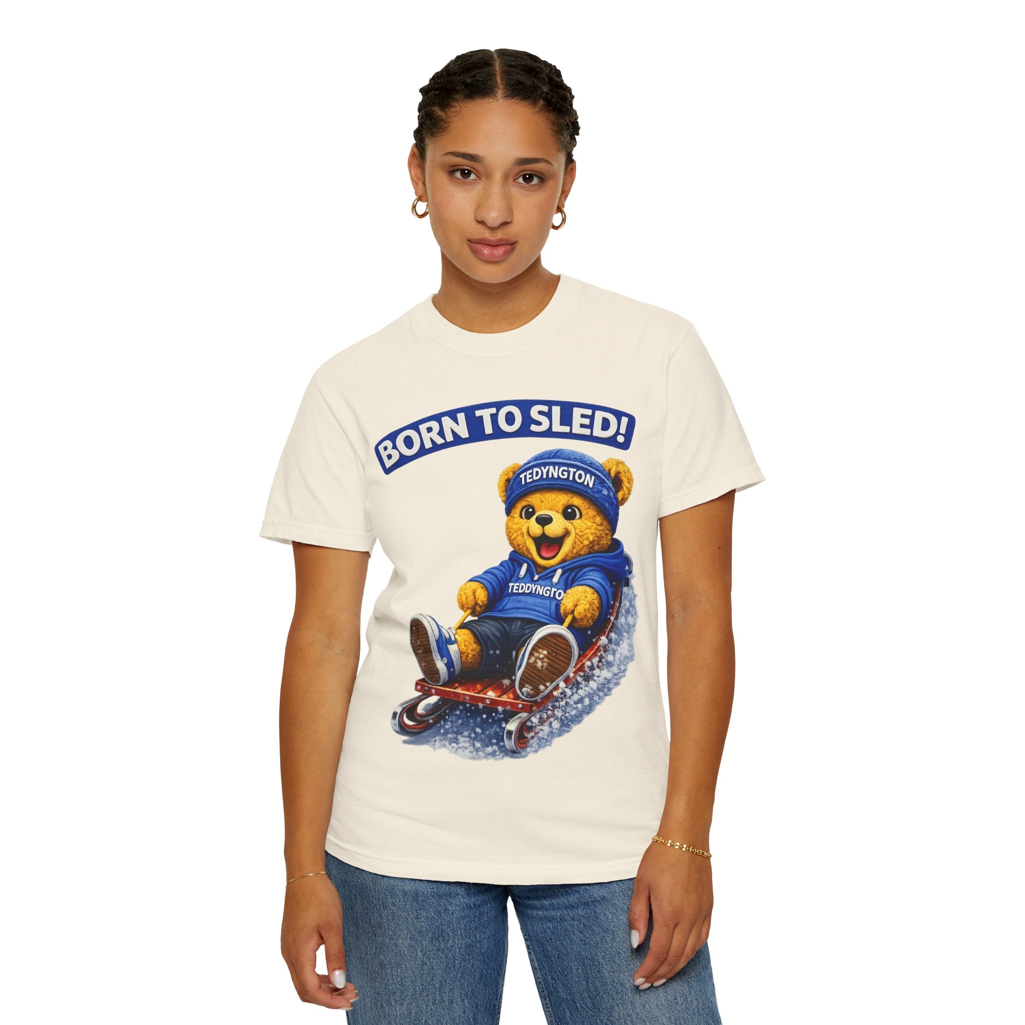 Born to Sled Teddy Bear Graphic T-Shirt
