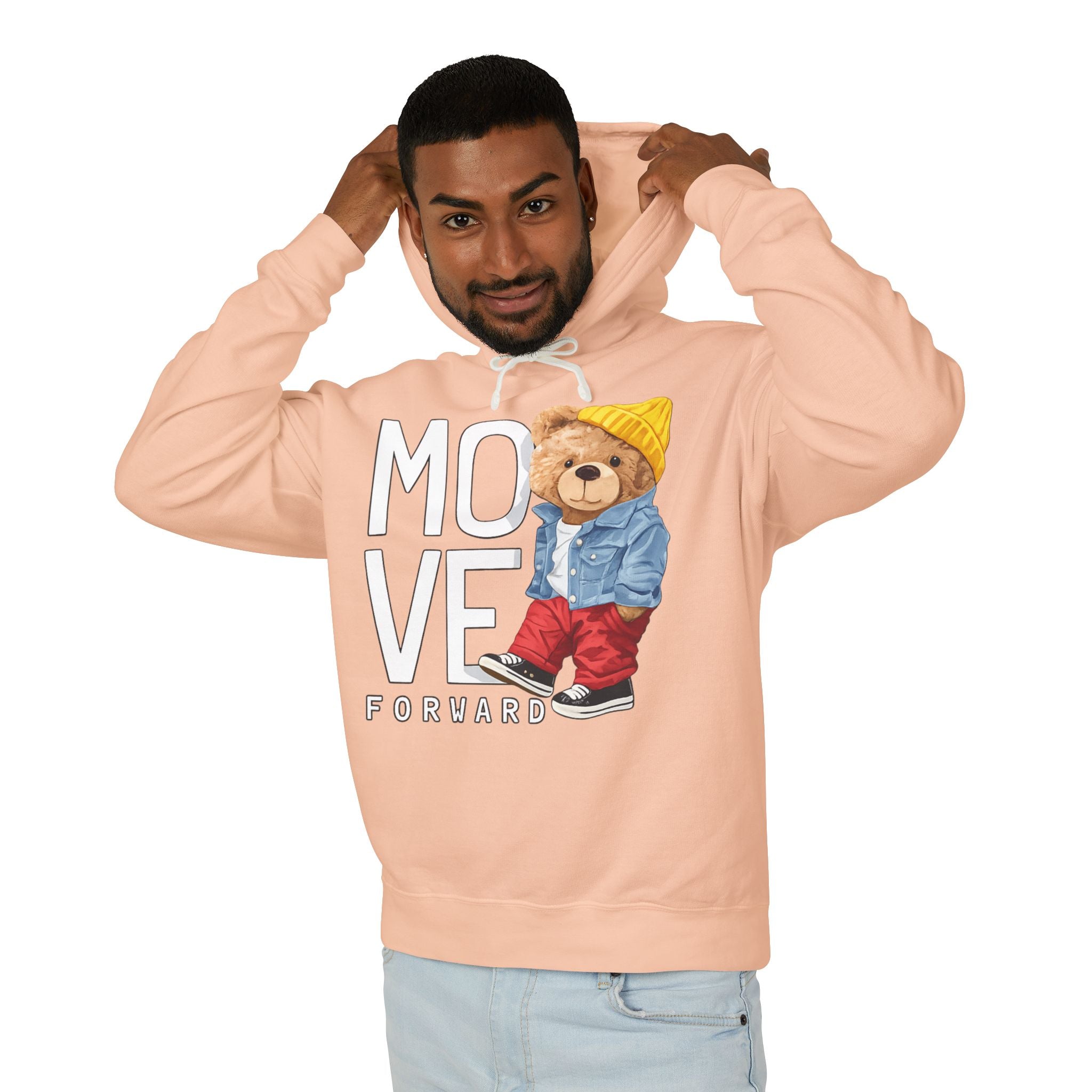 Move Forward Teddy Bear Graphic Hoodie