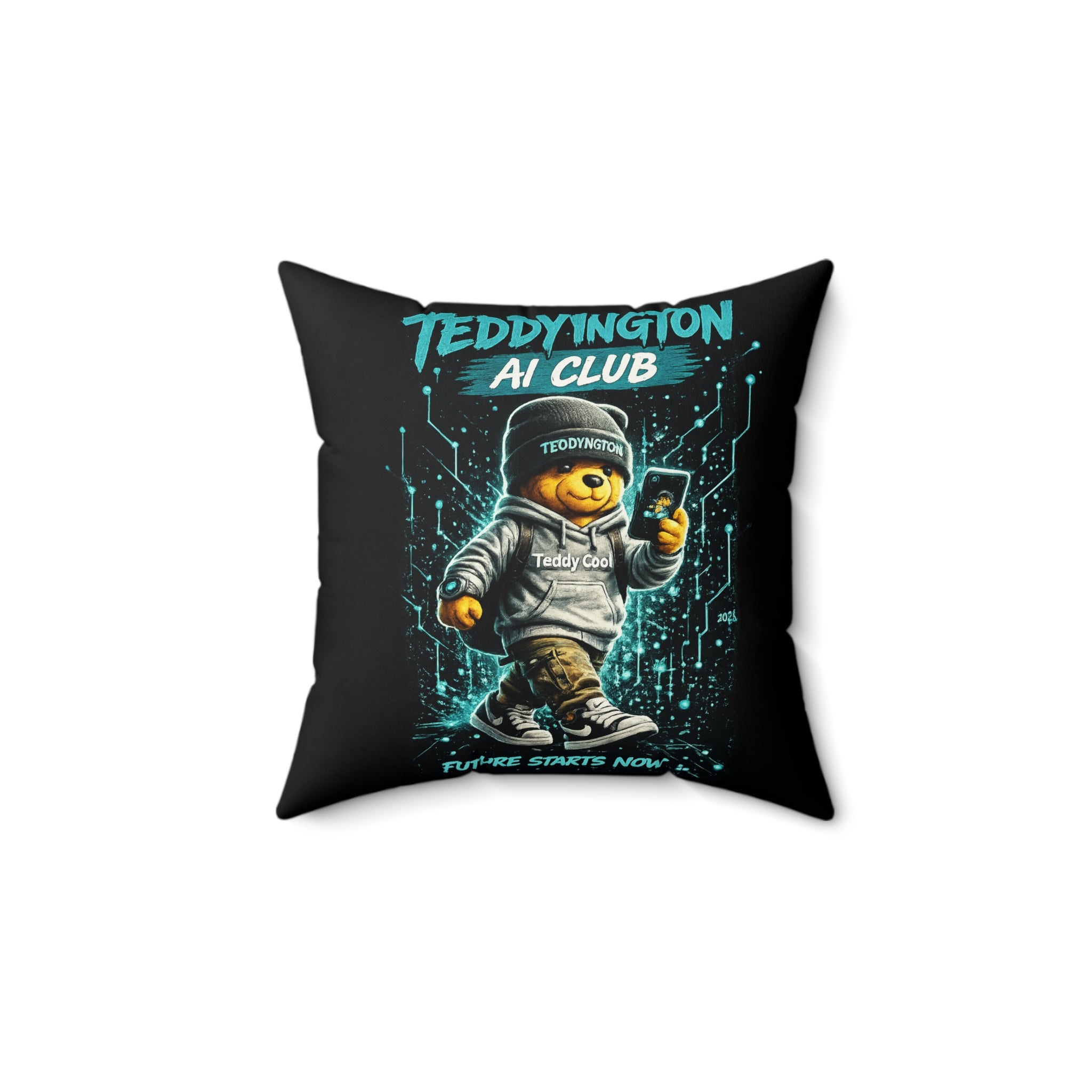 Teddyington AI Club Throw Pillow