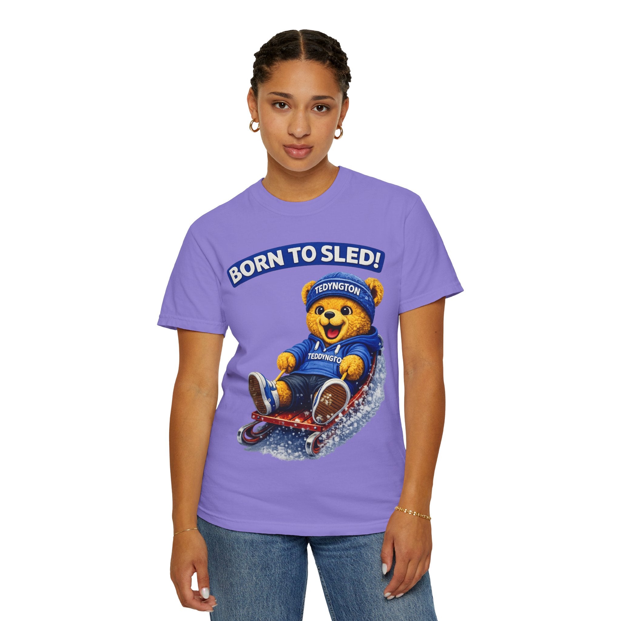Born to Sled Teddy Bear Graphic T-Shirt