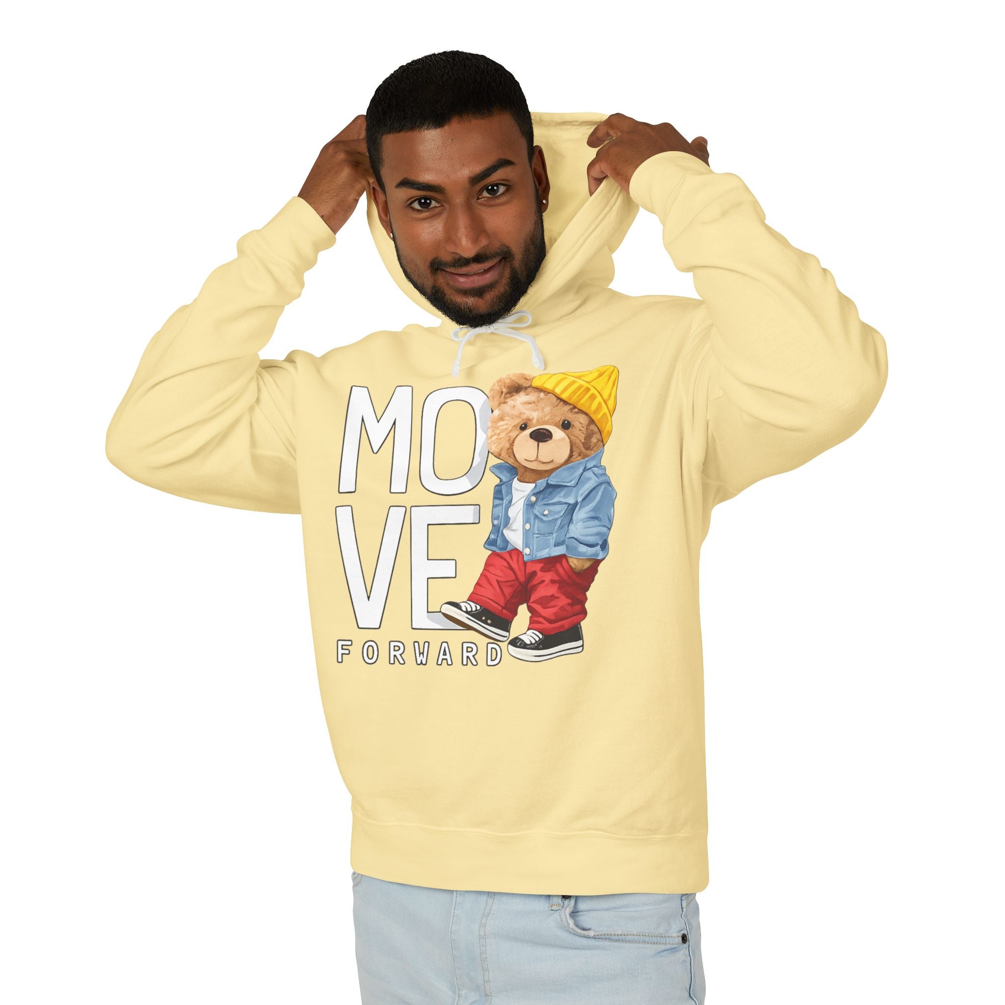 Move Forward Teddy Bear Graphic Hoodie