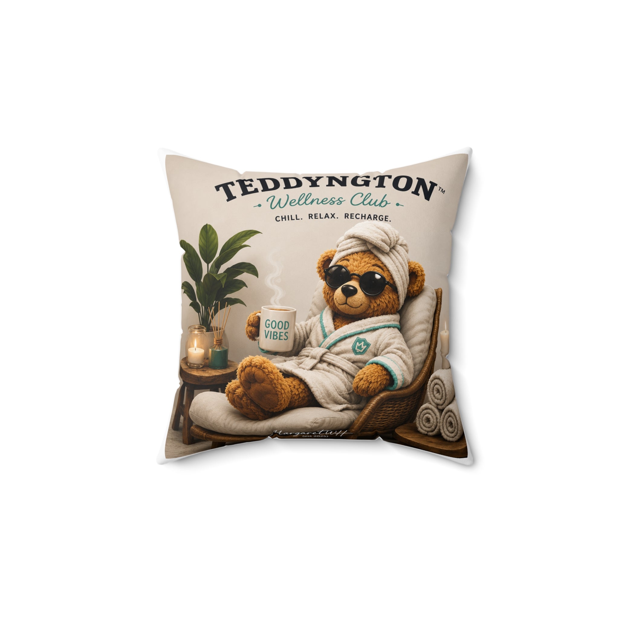 Teddyngton Wellness Club Throw Pillow