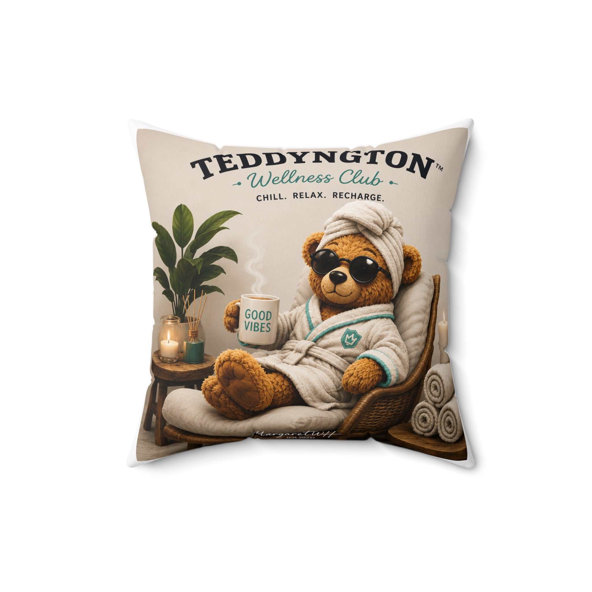 Teddyngton Wellness Club Throw Pillow