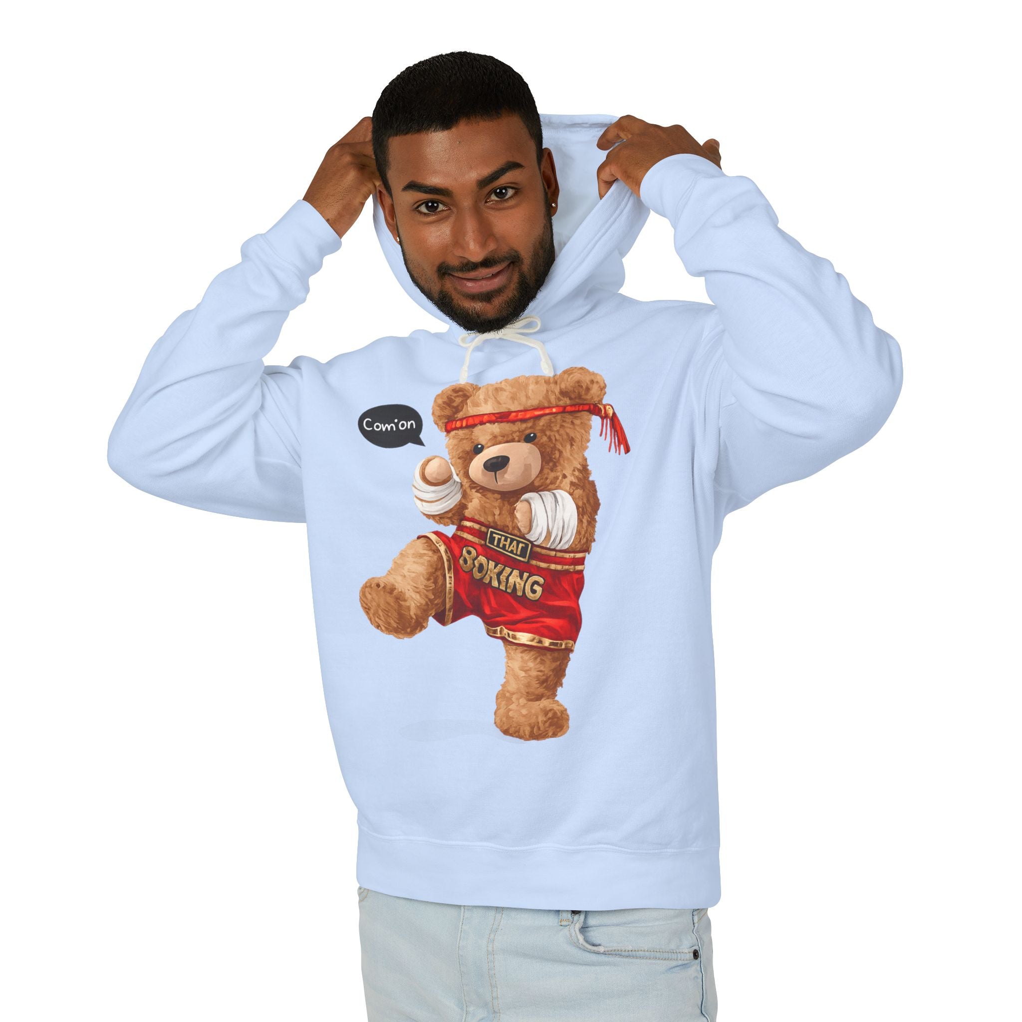Funny Boxing Teddy Bear Hoodie | Cute Boxer Bear Graphic Hoodie | Unisex Streetwear Pullover Sweatshirt | Cozy Casual Hoodie