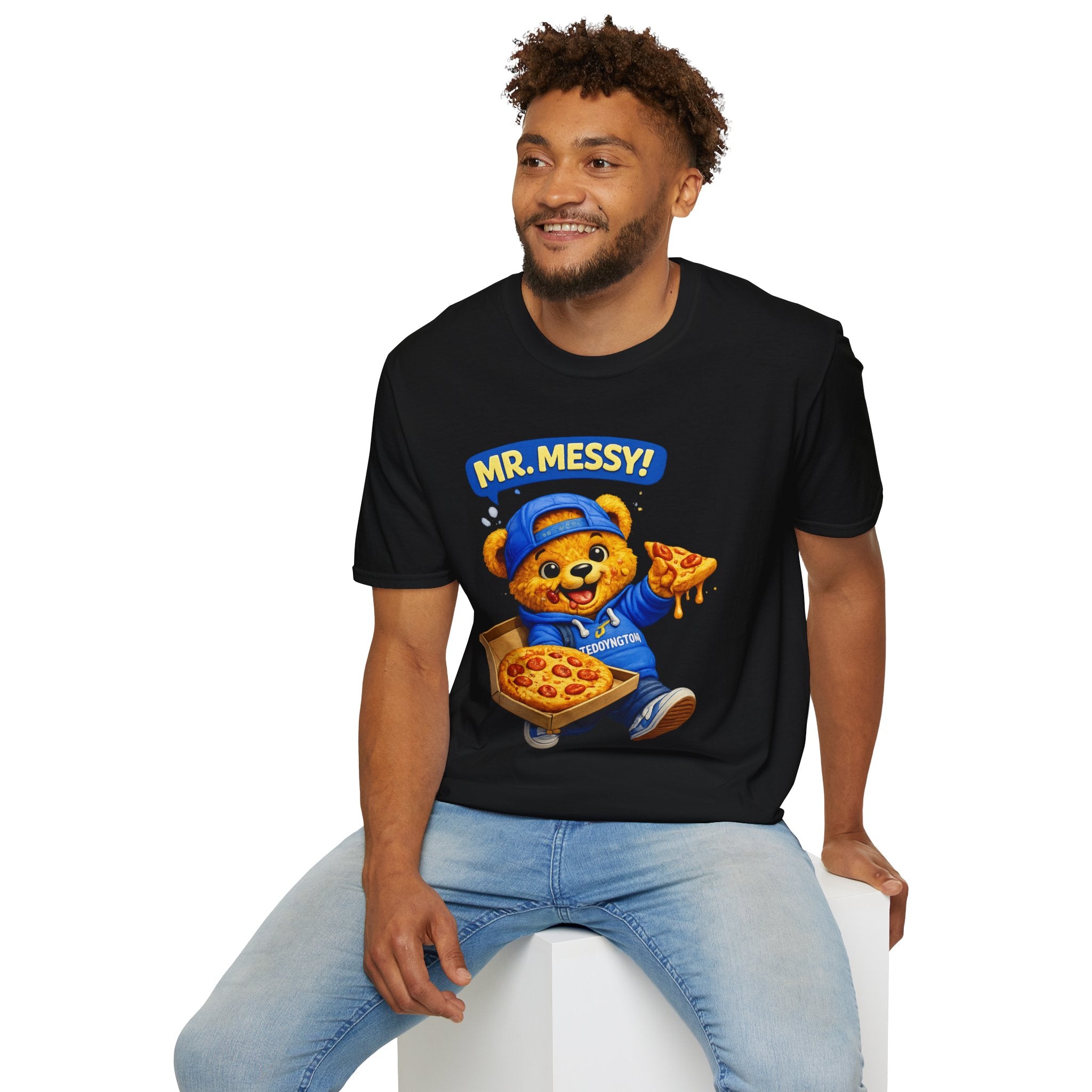 Mr. Messy Pizza Teddy Bear Graphic T-Shirt