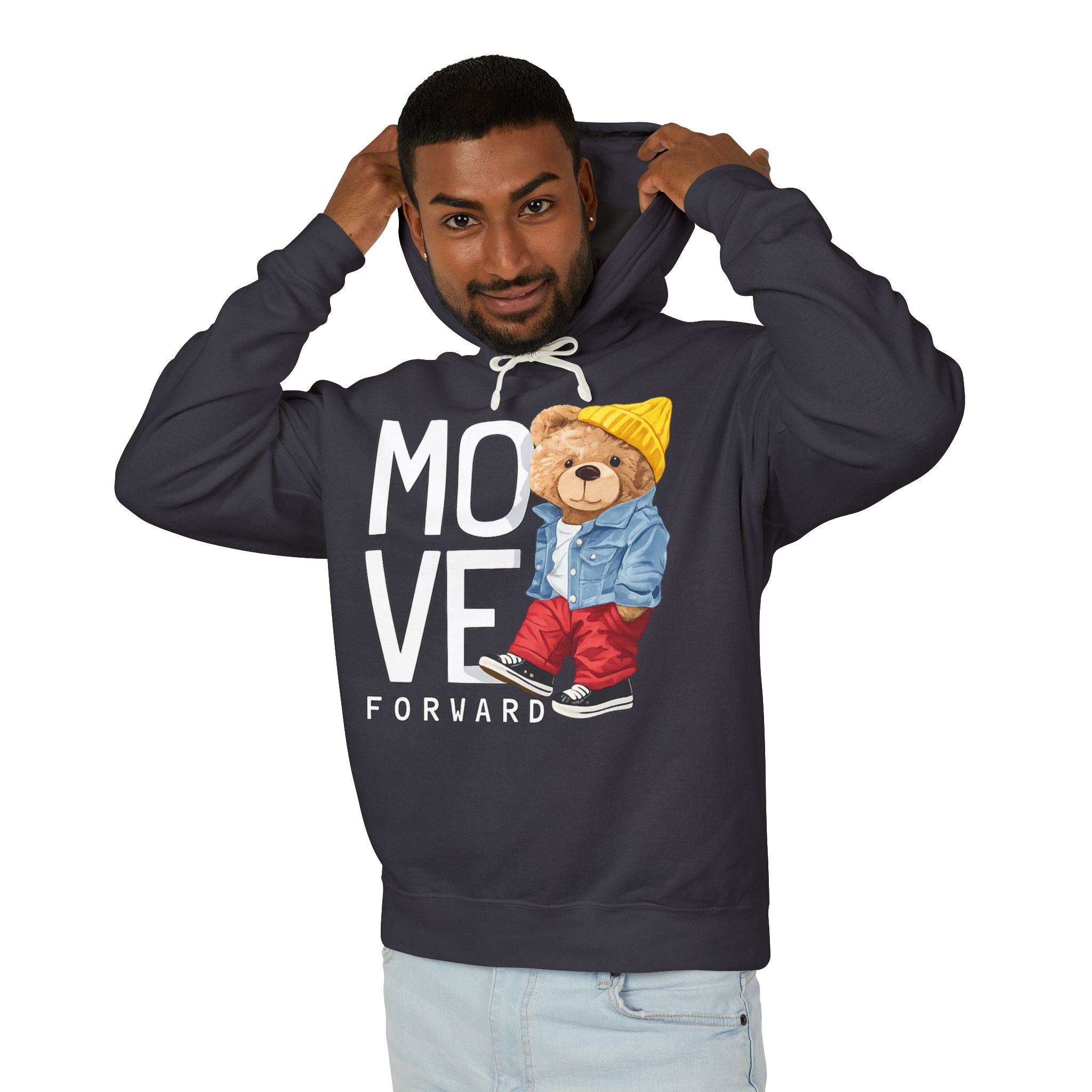 Move Forward Teddy Bear Graphic Hoodie